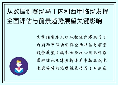 从数据到赛场马丁内利西甲临场发挥全面评估与前景趋势展望关键影响